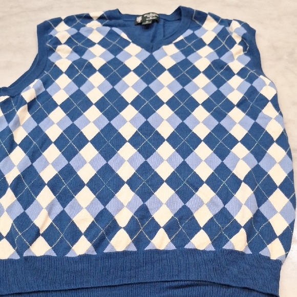 Brooks Brothers Other - Brooks Brothers 100% Saxxon Wool Argyle Preppy Vest Golf Old Money Sz XL Blue